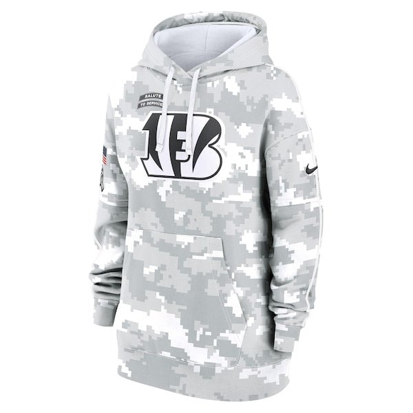 Cincinnati Bengals Nike Women's 2024 Salute To Service Club Fleece Pullover Hoodie - Arctic Camo