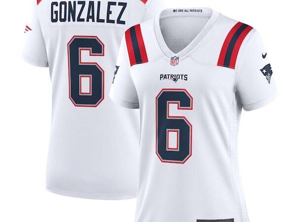 Christian Gonzalez New England Patriots Nike Women's  Game Jersey -  White/Navy/Red