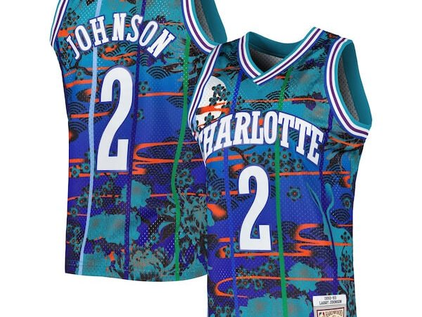 Larry Johnson Charlotte Hornets 1992/93 Hardwood Classics Lunar New Year Swingman Jersey - Teal