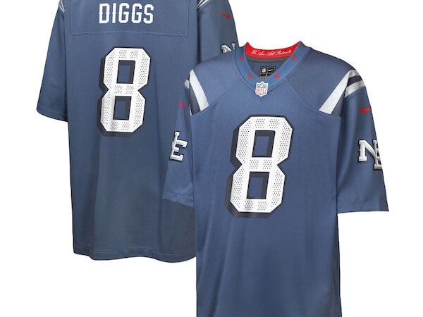 Stefon Diggs New England Patriots Nike Youth 2025 Rivalries Collection Game Jersey - Storm Blue