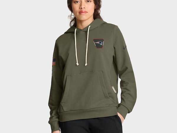 New England Patriots Nike Women's 2025 Salute to Service Sideline Standard Issue Dri-FIT Hoodie - Olive