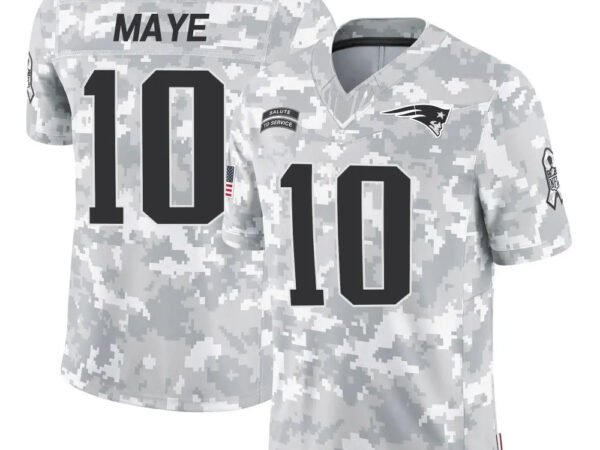 Drake Maye New England Patriots Nike 2024 Salute to Service Limited Jersey - Arctic Camo