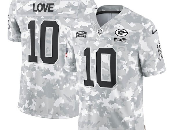 Jordan Love Green Bay Packers Nike 2024 Salute to Service Limited Jersey - Arctic Camo