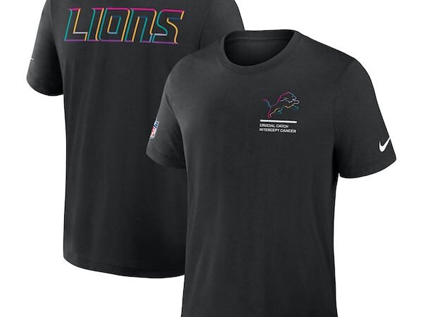 Detroit Lions Nike Tall 2025 NFL Crucial Catch Tri-Blend Dri-FIT T-Shirt - Black