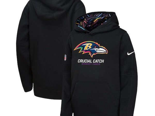 Baltimore Ravens Nike Youth 2024 NFL Crucial Catch Pullover Hoodie - Black