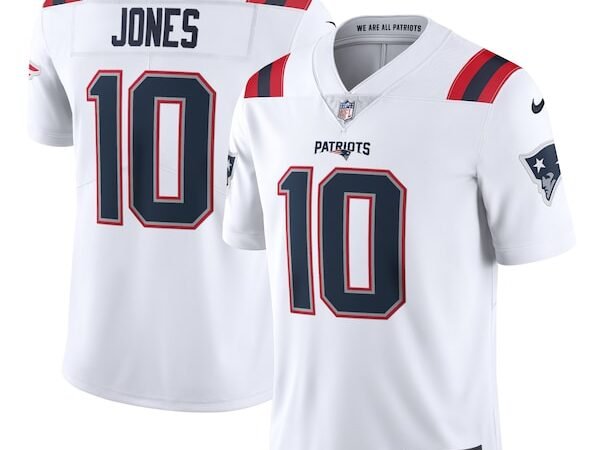 Mac Jones New England Patriots Nike Vapor Limited Jersey - White/Navy