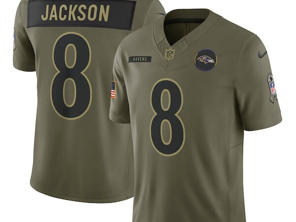 Lamar Jackson Baltimore Ravens Nike 2025 Salute to Service Limited Jersey - Olive