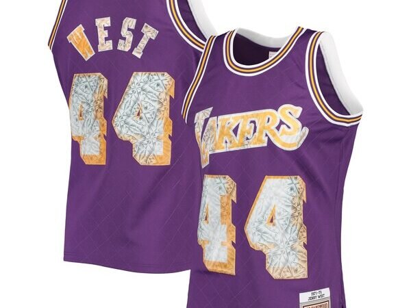 Jerry West Los Angeles Lakers 1971/72 Hardwood Classics NBA 75th Anniversary Diamond Swingman Jersey - Purple