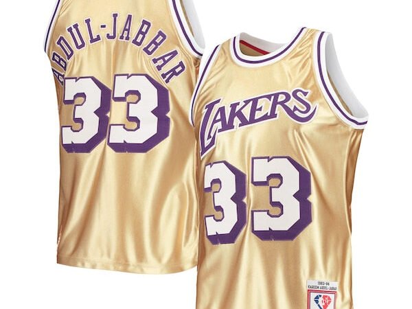 Kareem Abdul-Jabbar Los Angeles Lakers 75th Anniversary 1983/84 Hardwood Classics Swingman Jersey - Gold