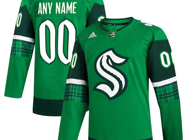 Seattle Kraken adidas St. Patrick's Day Authentic Custom Jersey - Kelly Green