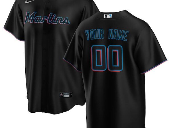 Miami Marlins Nike Alternate Replica Custom Jersey - Black