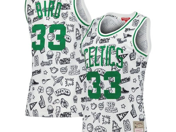 Larry Bird Boston Celtics Women's 1985 Doodle Swingman Jersey - White