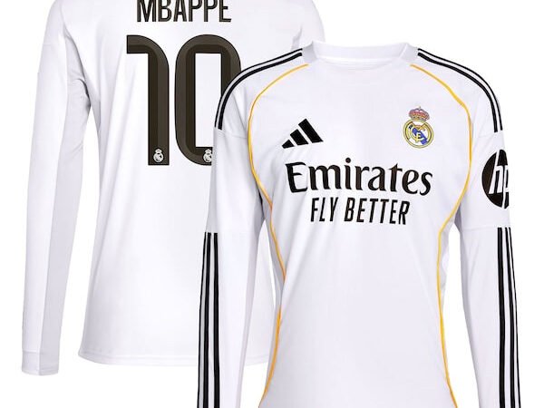 Kylian Mbappé Los Merengues adidas 2025/26 Home Replica Player Jersey - White/Blue