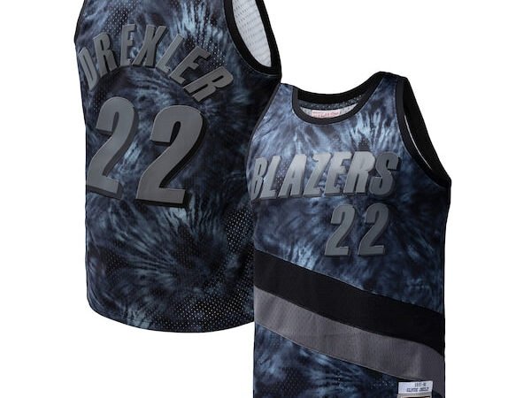 Clyde Drexler Portland Trail Blazers Hardwood Classics 1991/92 Tie-Dye Swingman Jersey - Black