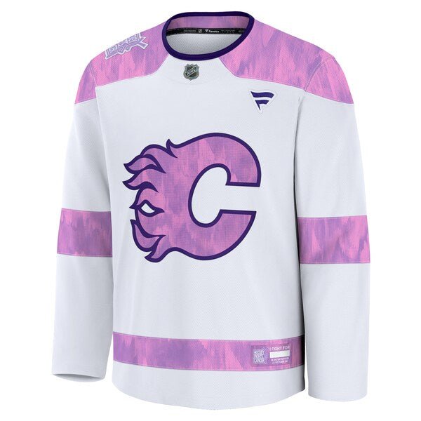 Calgary Flames 2024 Hockey Fights Cancer Practice Jersey - White