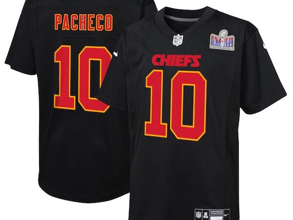 Isiah Pacheco Kansas City Chiefs Nike Youth Super Bowl LVIII Patch Carbon Fashion Game Jersey - Black