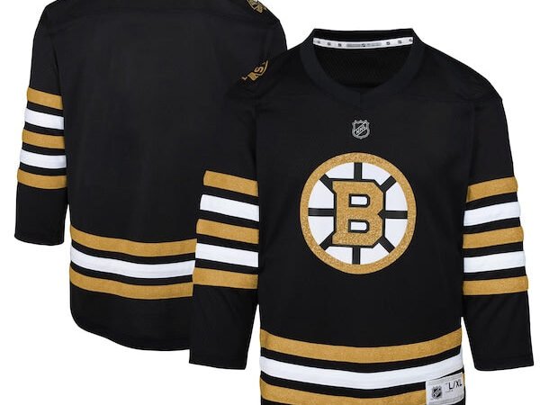 Boston Bruins Youth 100th Anniversary Replica Jersey - Black