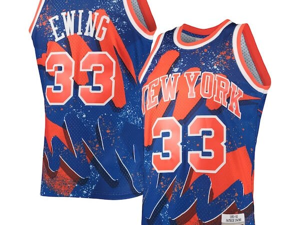 Patrick Ewing New York Knicks Hardwood Classics 1991/92 Hyper Hoops Swingman Jersey - Blue