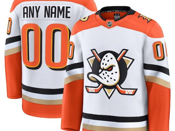 Anaheim Ducks Away Premium Custom Jersey - White
