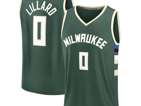 Damian Lillard Milwaukee Bucks  Youth Fast Break Replica Player Jersey - Icon Edition - Hunter Green