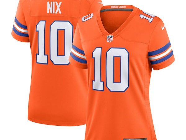 Bo Nix Denver Broncos Nike Women's Mile High Collection 1977 Throwback Player Game Jersey - Orange/Navy/White