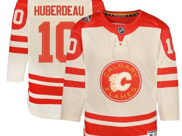Jonathan Huberdeau Calgary Flames Youth 2023 NHL Heritage Classic Premier Player Jersey – Cream