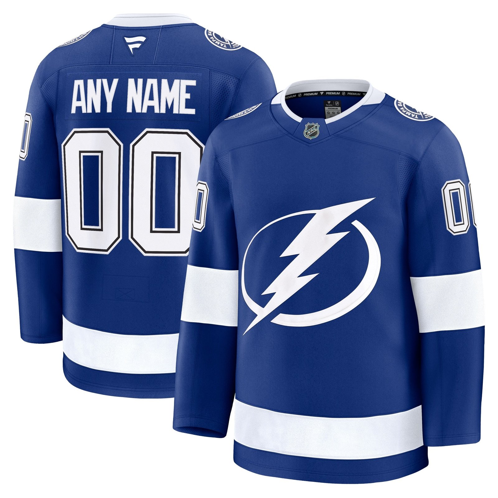 Tampa Bay Lightning Away Premium Custom Jersey - White/Black/Blue