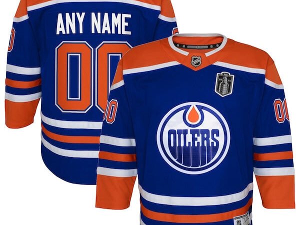 Edmonton Oilers Youth 2025 Stanley Cup Final Home Premier Custom Jersey - Royal