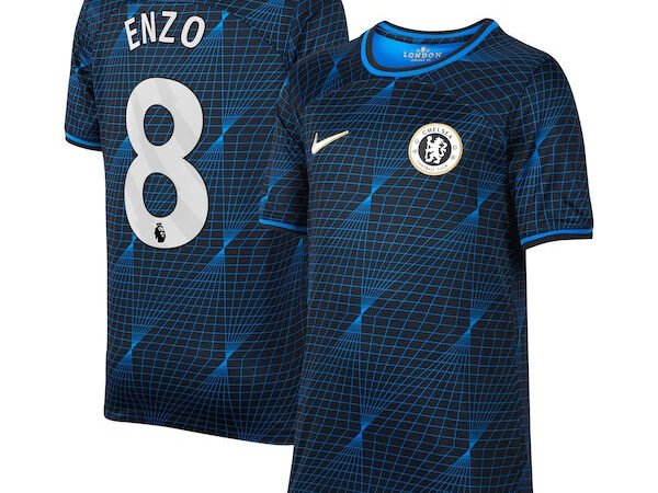 Enzo Fernández Chelsea Nike Youth 2023/24 Away Stadium Replica Player Jersey - Navy