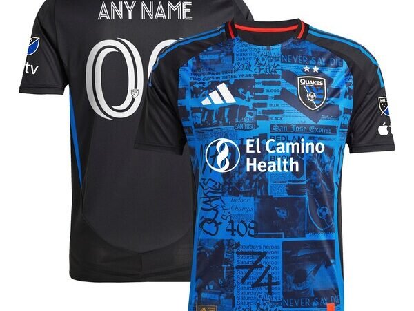 San Jose Earthquakes adidas 2025 Headliner Authentic Custom Jersey - Black