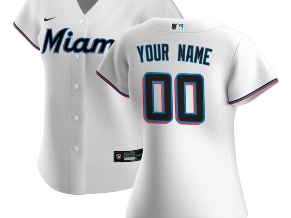 Miami Marlins Nike Women's Home Replica Custom Jersey - White