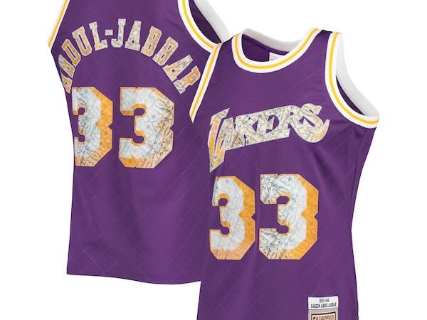 Kareem Abdul-Jabbar Los Angeles Lakers 1996-97 Hardwood Classics NBA 75th Anniversary Diamond Swingman Jersey - Purple