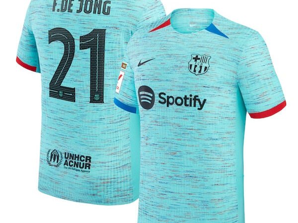 Frenkie de Jong Barcelona Nike 2023/24 Third Authentic Jersey - Aqua/Royal/White
