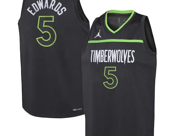 Anthony Edwards Minnesota Timberwolves Jordan Brand Youth Swingman Jersey - Statement Edition - Black