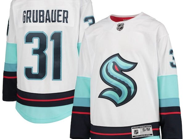 Philipp Grubauer Seattle Kraken Youth Away Premier Player Jersey - White