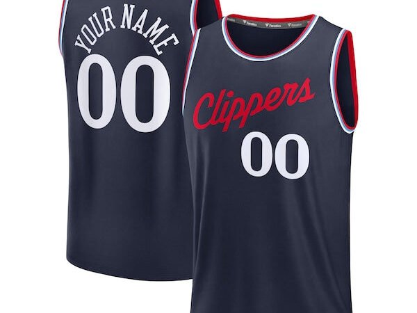 LA Clippers  Youth Fast Break Custom Replica Jersey - Navy  - Icon Edition/White/Red
