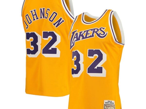 Magic Johnson Los Angeles Lakers 1984/85 Hardwood Classics Authentic Jersey - Gold/Purple