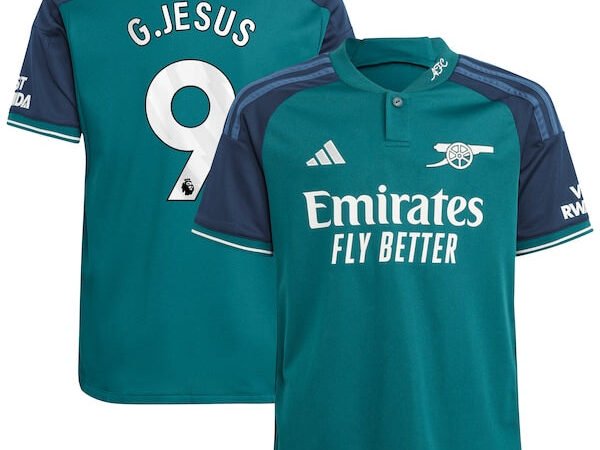 Gabriel Jesus Arsenal adidas Youth 2023/24 Third Replica Player Jersey - Green
