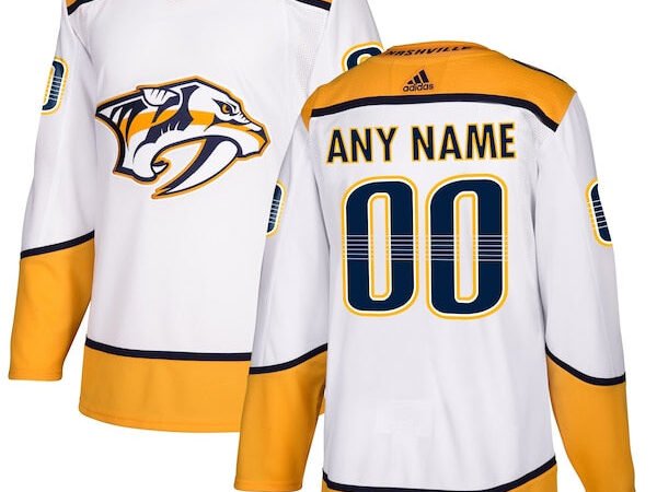 Nashville Predators adidas Away Authentic Custom Jersey - White