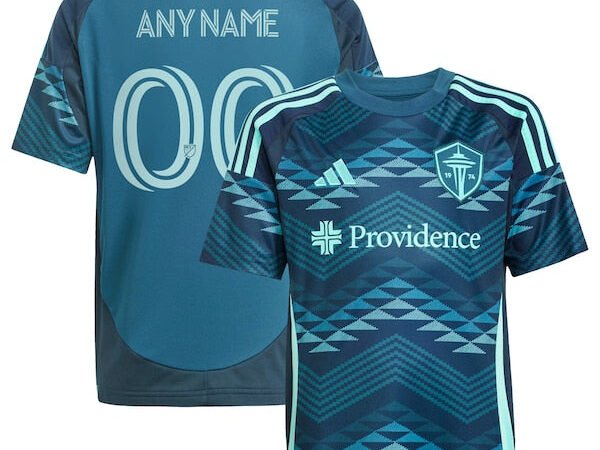 Seattle Sounders FC adidas Youth 2025 The Salish Sea Kit Replica Custom Jersey - Blue