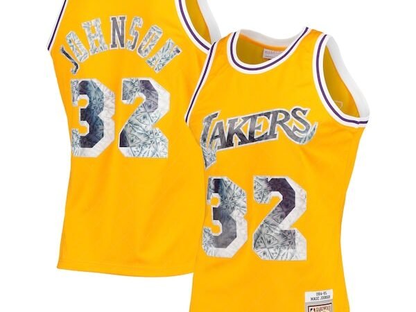 Magic Johnson Los Angeles Lakers 1984/85 Hardwood Classics NBA 75th Anniversary Diamond Swingman Jersey - Gold