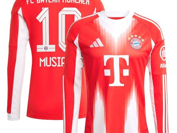 Jamal Musiala Bayern Munich adidas Home 2025/26 Replica Long Sleeve Player Jersey - Red
