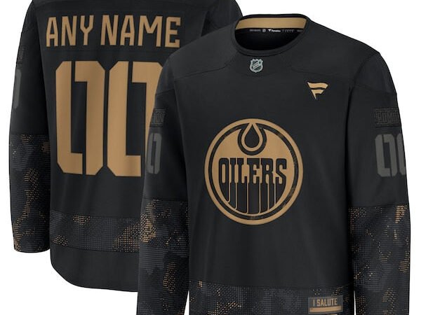 Edmonton Oilers  2024 Military Appreciation Personalized Long Sleeve Practice Jersey - Black