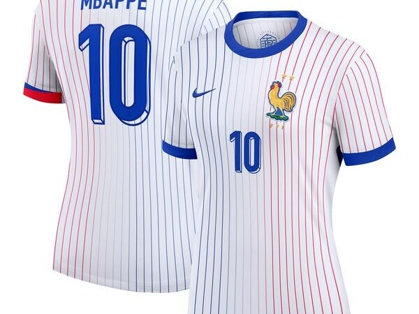 Kylian Mbappe France National Team Nike Women's 2024 Away Replica Jersey - White/Blue