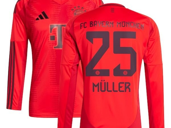 Thomas Müller Bayern Munich adidas 2024/25 Home Replica Long Sleeve Player Jersey - Red