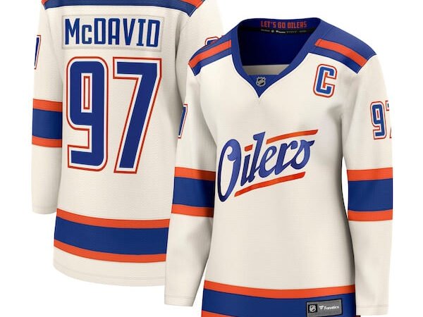 Connor McDavid Edmonton Oilers  Women's Alternate Breakaway Jersey - Light Beige/Royal