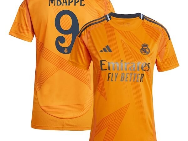 Kylian Mbappé Los Merengues adidas Women's 2024/25 Away Replica Player Jersey - Orange