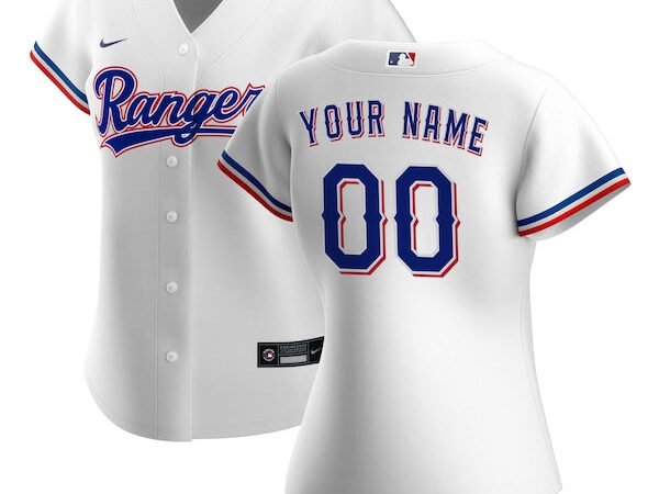 Texas Rangers Nike Women's Home Replica Custom Jersey - White