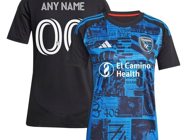 San Jose Earthquakes adidas Women's 2025 Headliner Replica Custom Jersey - Black