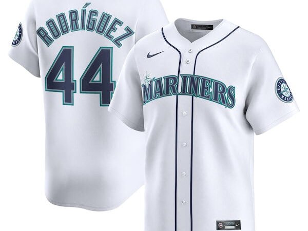 Men's Seattle Mariners Julio Rodríguez Nike Home Limited Player Jersey- White/Teal
